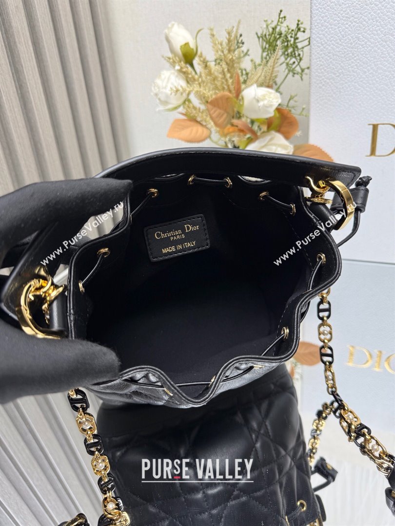 Dior Small Dior Jolie Bucket Bag in Black Macrocannage Calfskin 2024 (XXG-24081433)