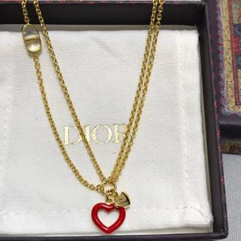 Dior Dioramour Long Necklace Gold/Red 2021 082414 (YF-21082431)