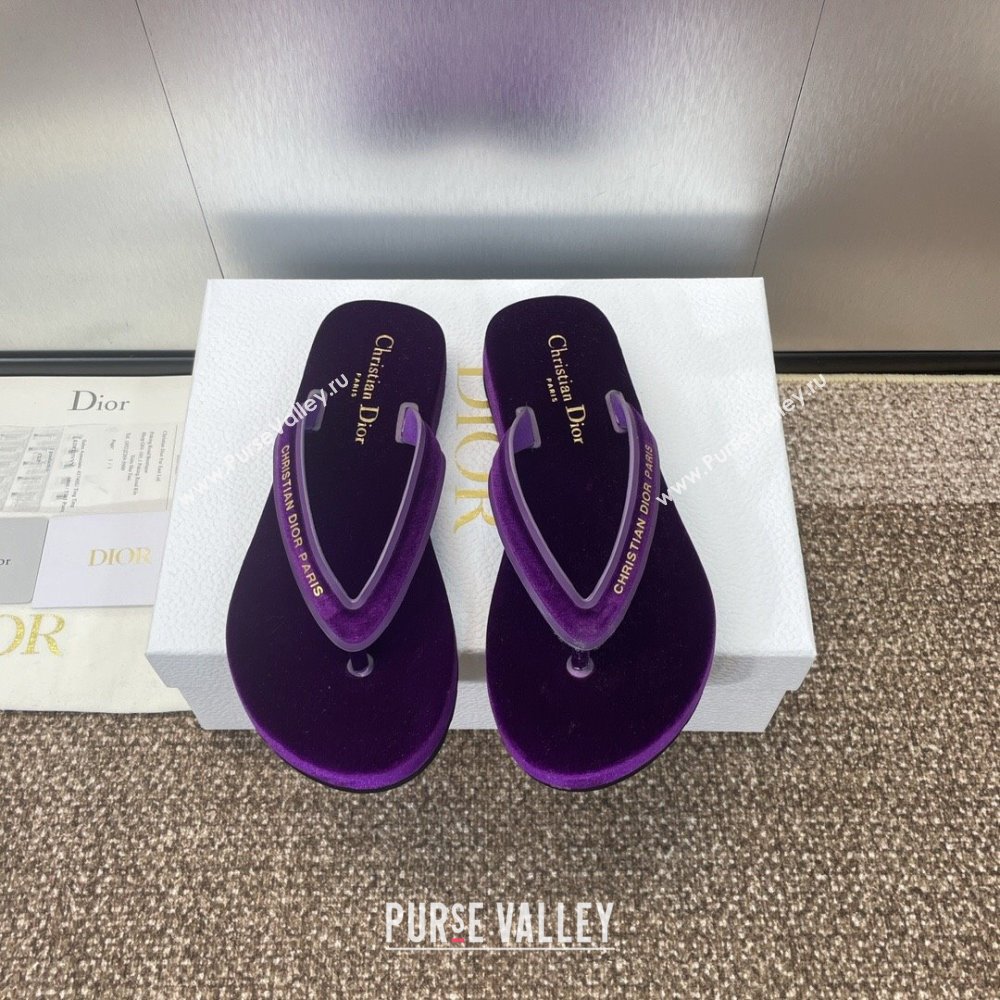 Dior Diorsea Thong Sandal in Purple Velvet 2024 (KL-24062830)