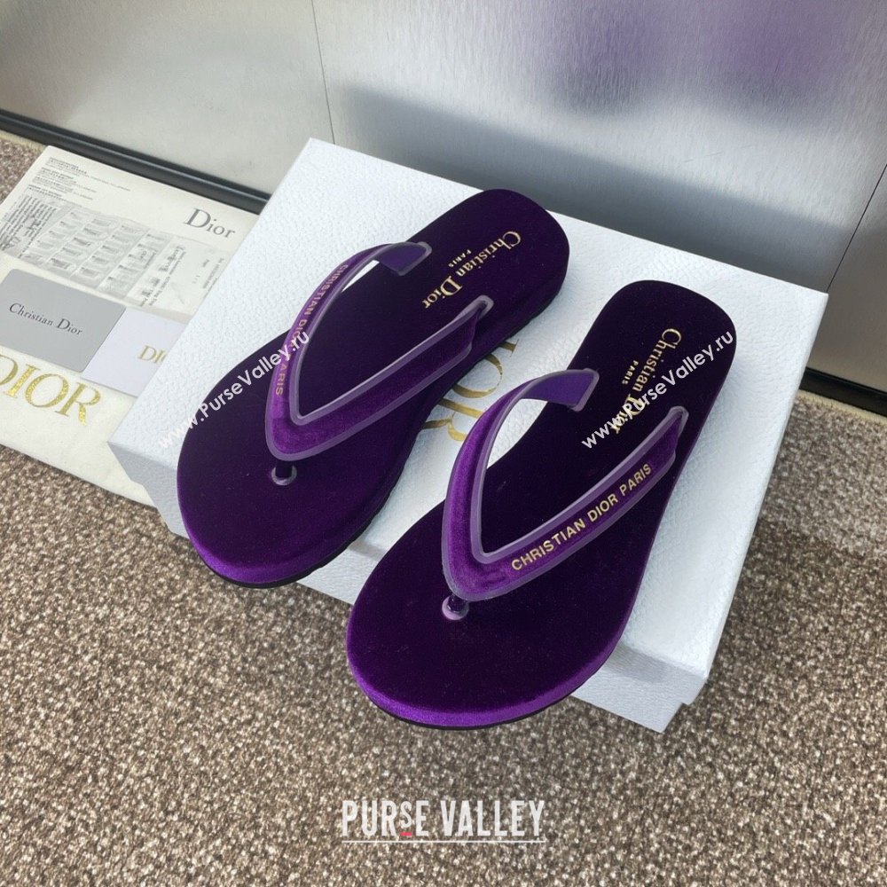 Dior Diorsea Thong Sandal in Purple Velvet 2024 (KL-24062830)