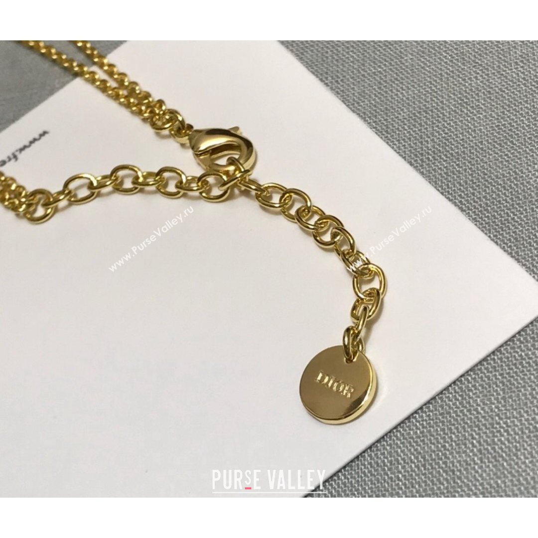 Dior Dioramour Long Necklace Gold/Red 2021 082414 (YF-21082431)