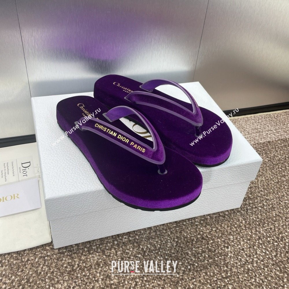 Dior Diorsea Thong Sandal in Purple Velvet 2024 (KL-24062830)