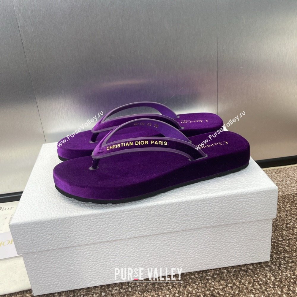 Dior Diorsea Thong Sandal in Purple Velvet 2024 (KL-24062830)