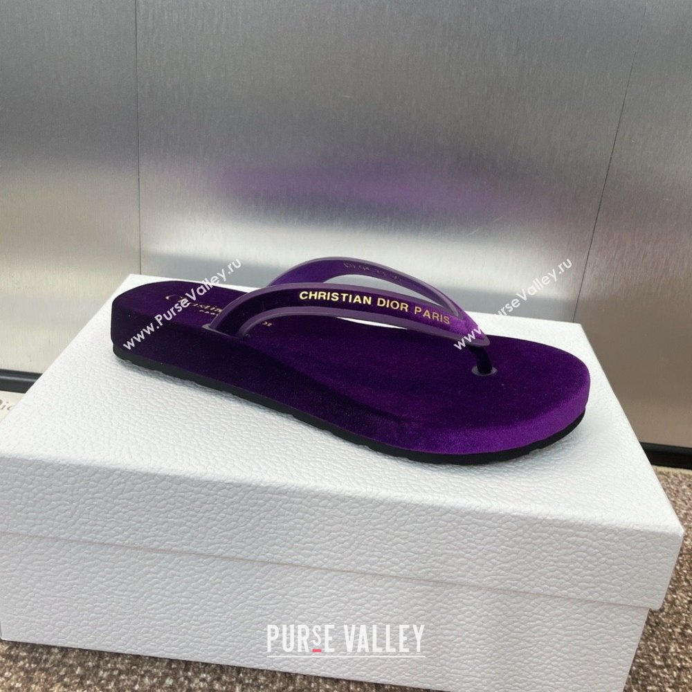 Dior Diorsea Thong Sandal in Purple Velvet 2024 (KL-24062830)