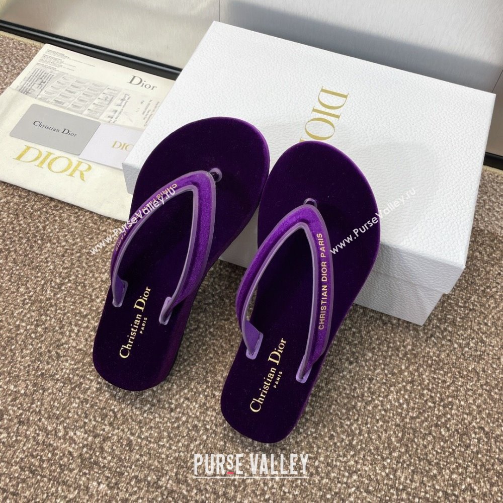 Dior Diorsea Thong Sandal in Purple Velvet 2024 (KL-24062830)