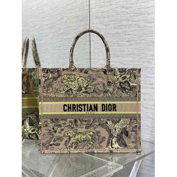 Dior Large Book Tote Bag in Lemon Yellow Toile de Jouy Sauvage Embroidery 2024 (XXG-24081407)