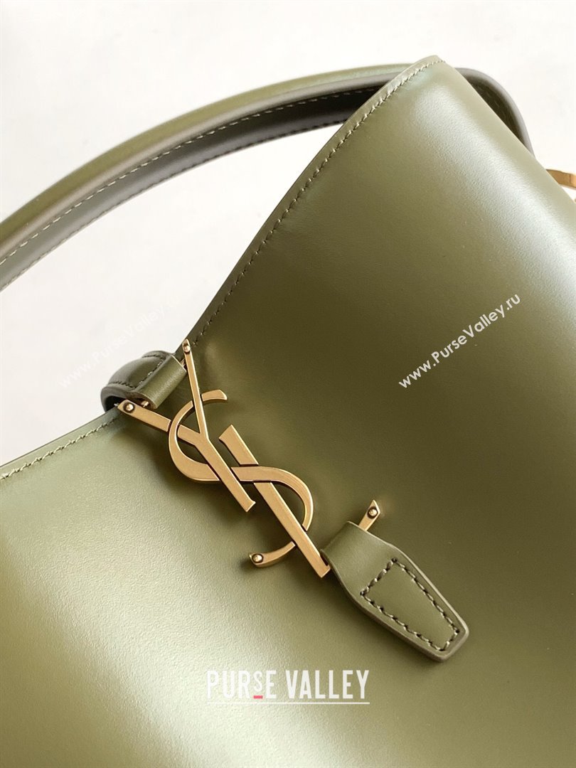 Saint Laurent LE 37 Small Bucket Bag in Shiny Calfskin 749036 Green 2024 (MHUI-24050913)