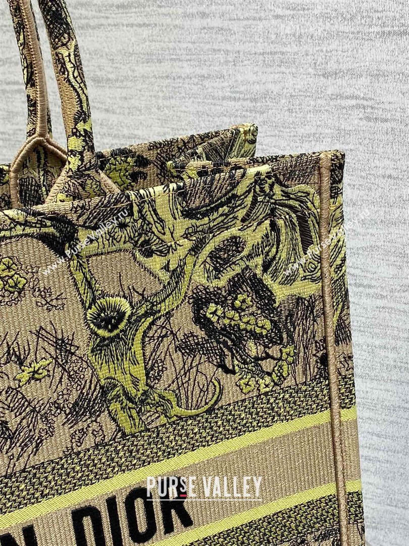 Dior Large Book Tote Bag in Lemon Yellow Toile de Jouy Sauvage Embroidery 2024 (XXG-24081407)