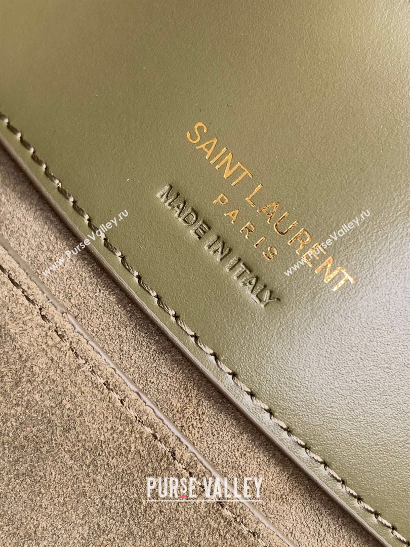 Saint Laurent LE 37 Small Bucket Bag in Shiny Calfskin 749036 Green 2024 (MHUI-24050913)