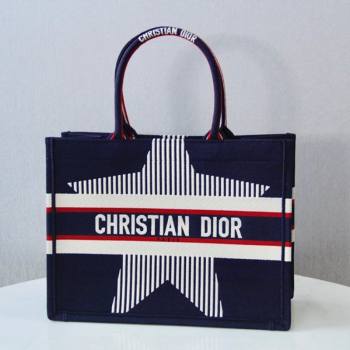 Dior Small Book Tote Bag in Navy Blue Star Embroidery 2021 M1286 (XXG-21080316)