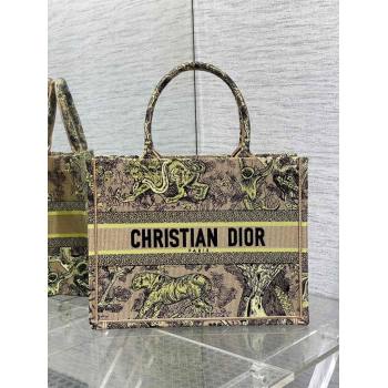 Dior Medium Book Tote Bag in Lemon Yellow Toile de Jouy Sauvage Embroidery 2024 (XXG-24081406)