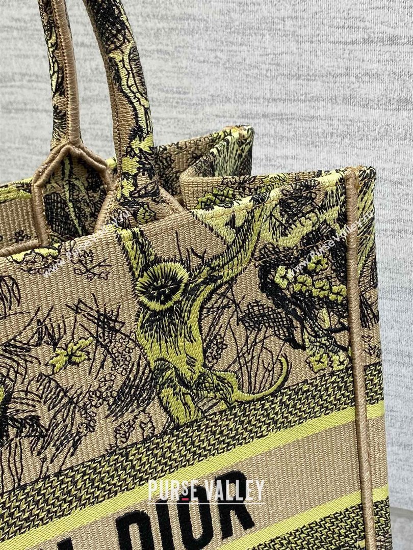 Dior Medium Book Tote Bag in Lemon Yellow Toile de Jouy Sauvage Embroidery 2024 (XXG-24081406)