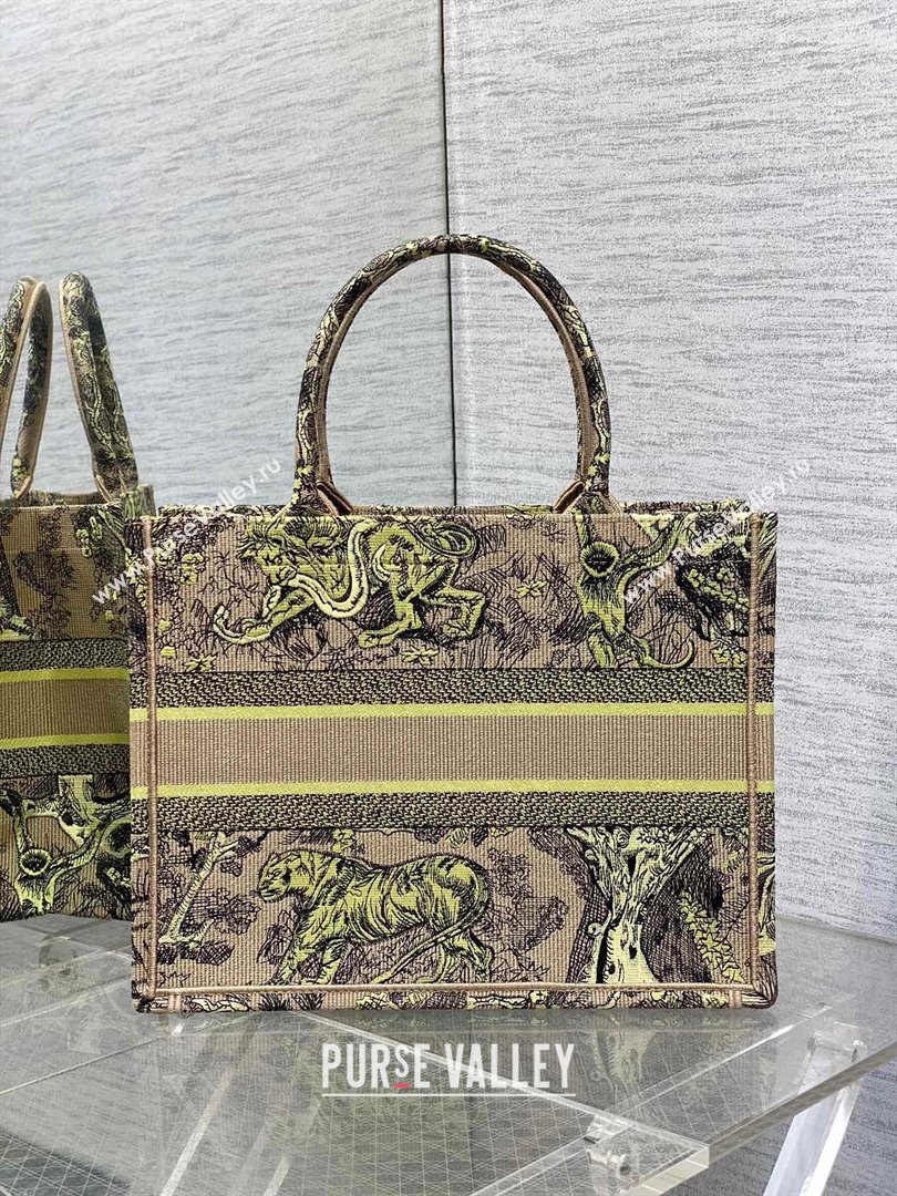 Dior Medium Book Tote Bag in Lemon Yellow Toile de Jouy Sauvage Embroidery 2024 (XXG-24081406)