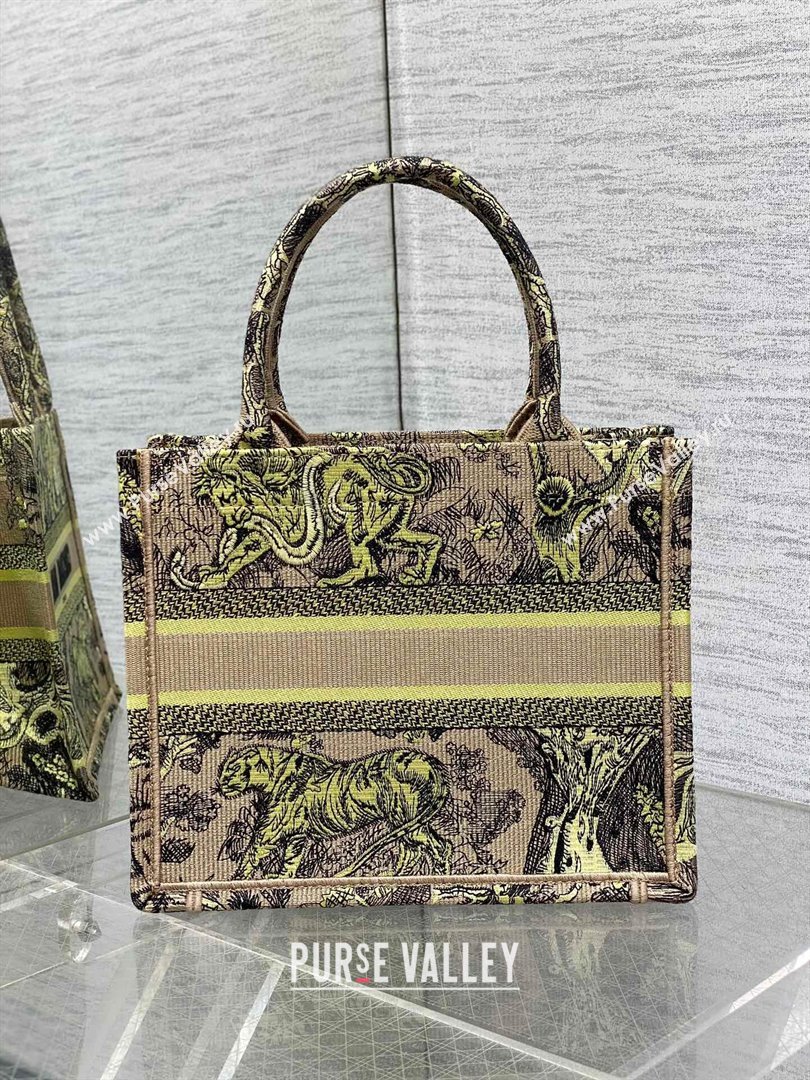 Dior Small Book Tote Bag in Lemon Yellow Toile de Jouy Sauvage Embroidery 2024 (XXG-24081405)