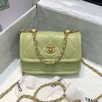 Chanel Quilted Lambskin Mini Flap Bag with Metal Button AP1664 Green 2020 (JY-20111919)