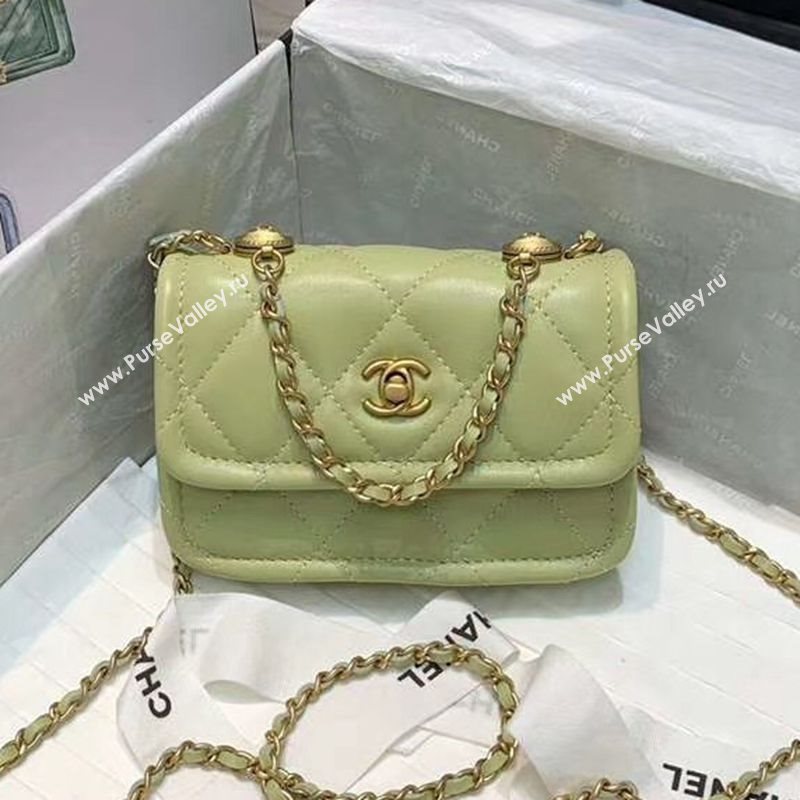 Chanel Quilted Lambskin Mini Flap Bag with Metal Button AP1664 Green 2020 (JY-20111919)