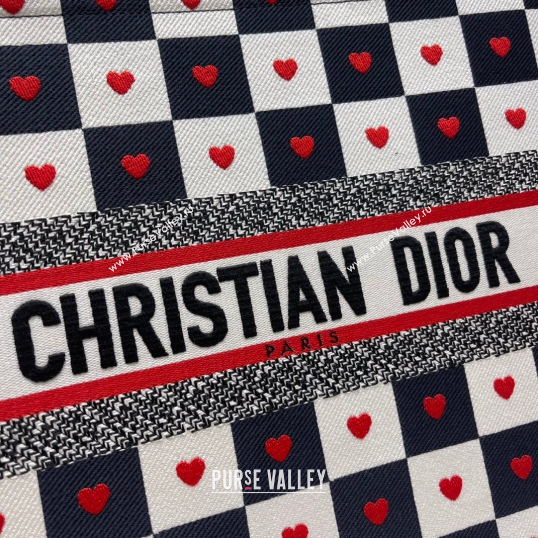 Dior Large Book Tote Bag in D-Chess Heart Embroidery 2021 M1286  (XXG-21080317)