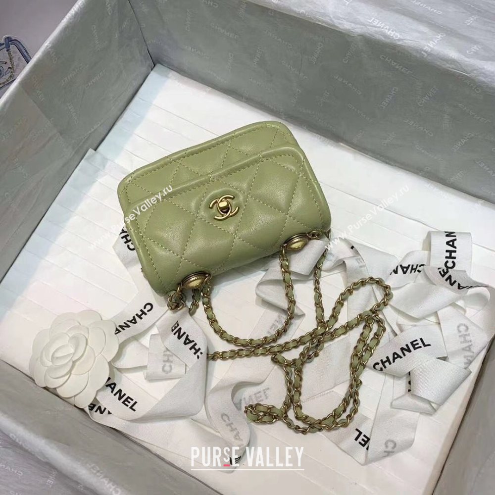 Chanel Quilted Lambskin Mini Flap Bag with Metal Button AP1664 Green 2020 (JY-20111919)