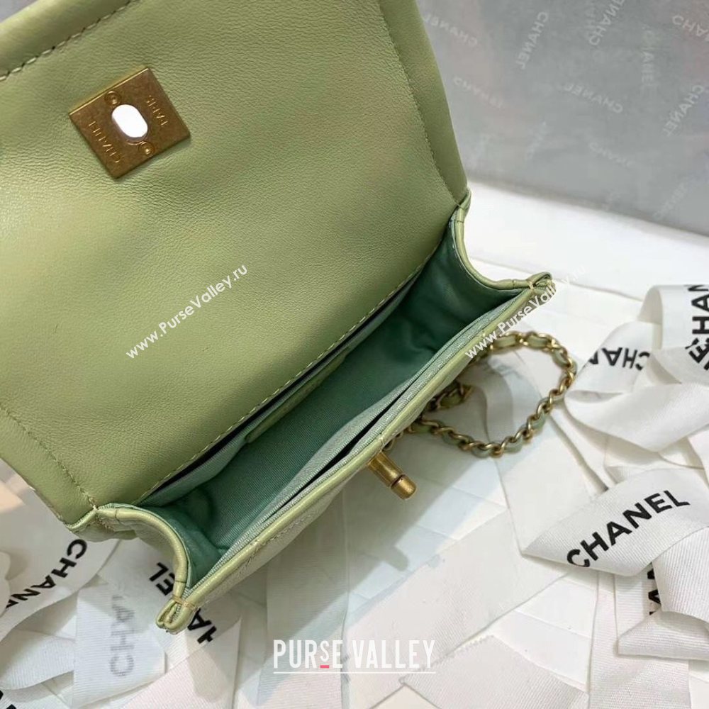 Chanel Quilted Lambskin Mini Flap Bag with Metal Button AP1664 Green 2020 (JY-20111919)