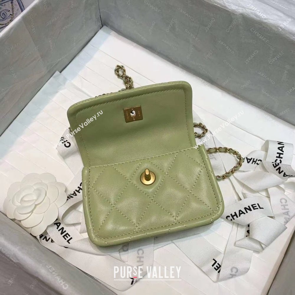 Chanel Quilted Lambskin Mini Flap Bag with Metal Button AP1664 Green 2020 (JY-20111919)