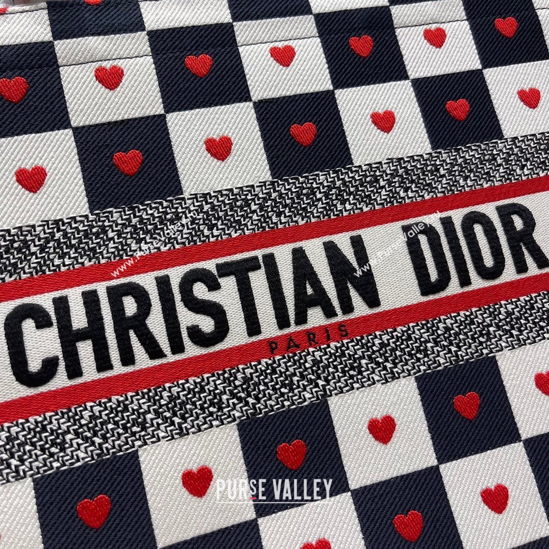 Dior Small Book Tote Bag in D-Chess Heart Embroidery 2021 M1286  (XXG-21080318)