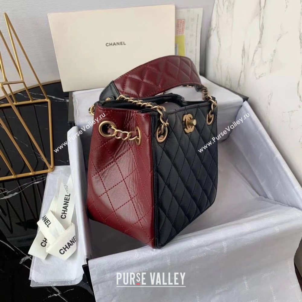 Chanel Quilted Calfskin Bucket Bag AS2230 Black/Brown 2020 (JY-20112085)