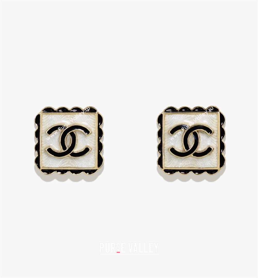 Chanel Square Earrings CH101024 Gold/Black 2024 (YF-24101024)