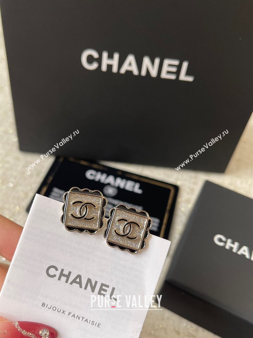 Chanel Square Earrings CH101024 Gold/Black 2024 (YF-24101024)