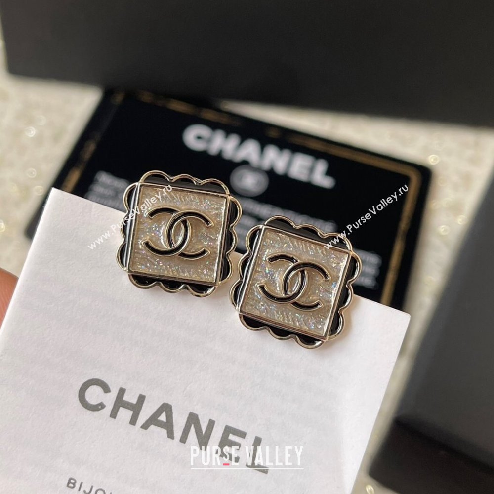 Chanel Square Earrings CH101024 Gold/Black 2024 (YF-24101024)