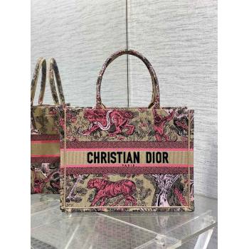 Dior Medium Book Tote Bag in Peach Pink Toile de Jouy Sauvage Embroidery 2024 (XXG-24081408)