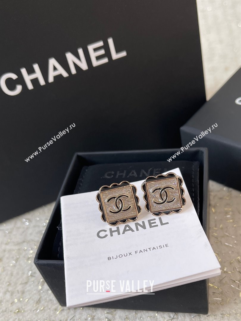 Chanel Square Earrings CH101024 Gold/Black 2024 (YF-24101024)