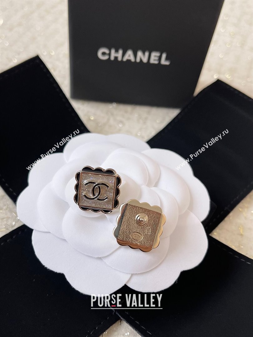 Chanel Square Earrings CH101024 Gold/Black 2024 (YF-24101024)