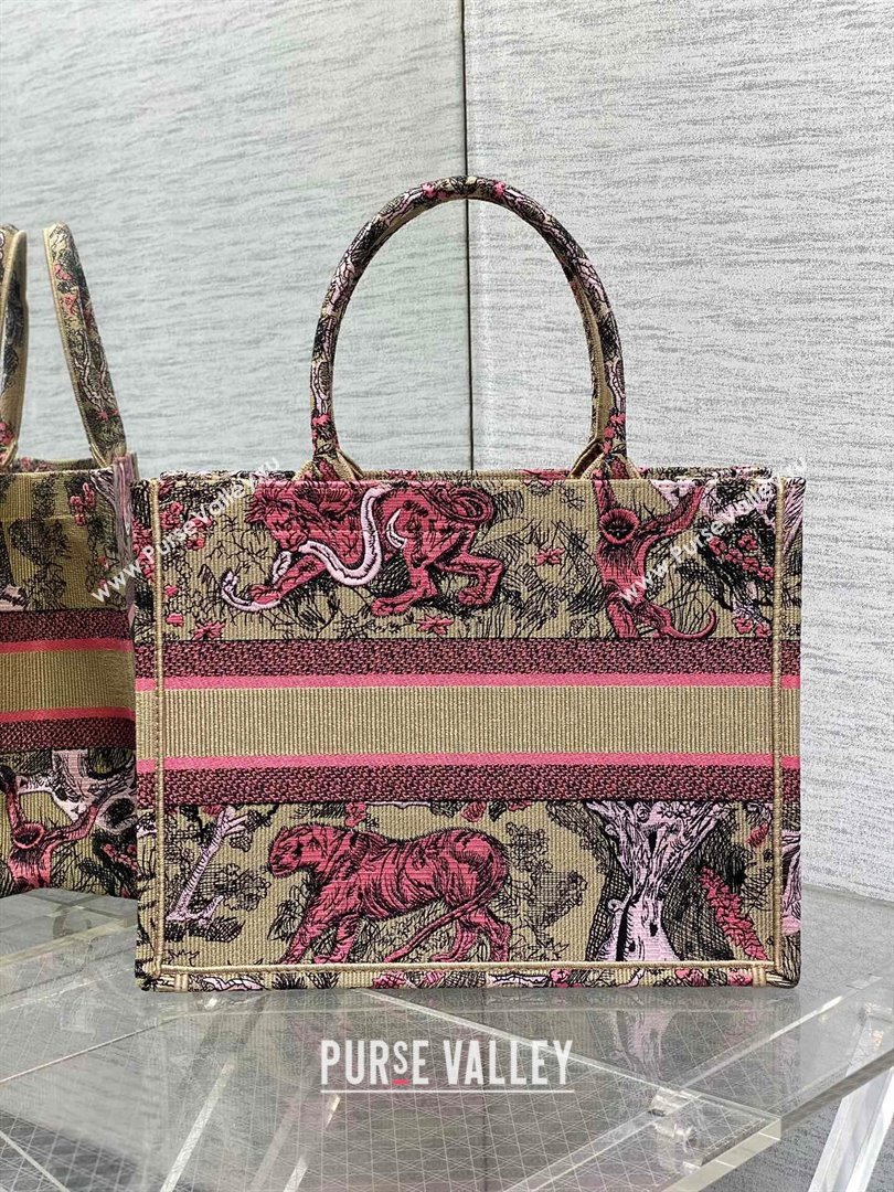 Dior Medium Book Tote Bag in Peach Pink Toile de Jouy Sauvage Embroidery 2024 (XXG-24081408)