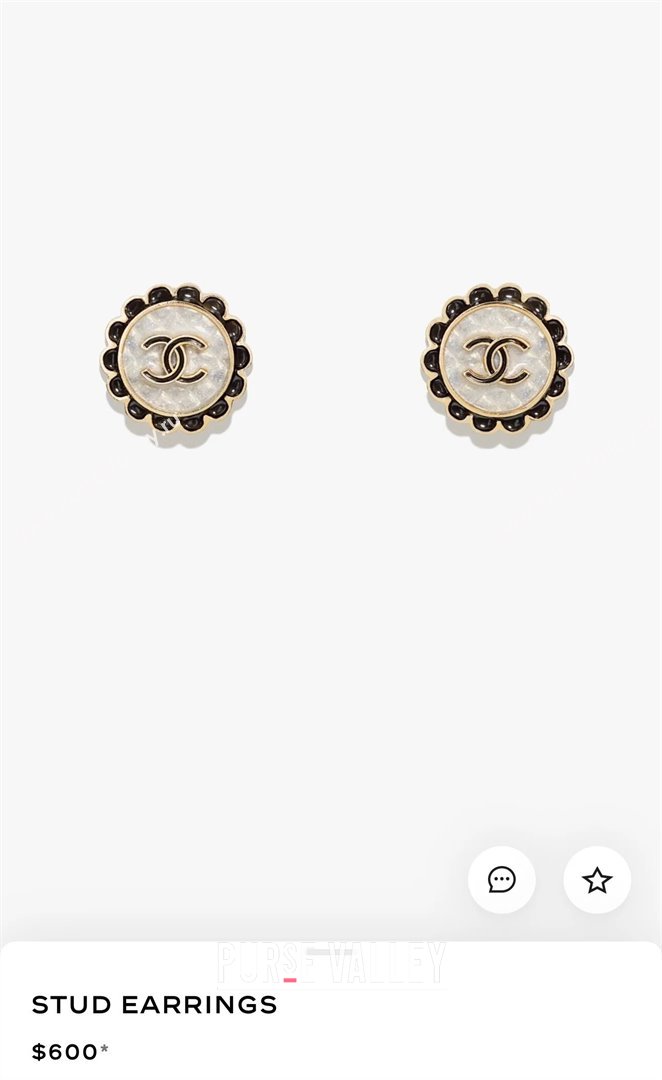 Chanel Round Stud Earrings CH101025 Gold/Black 2024 (YF-24101025)