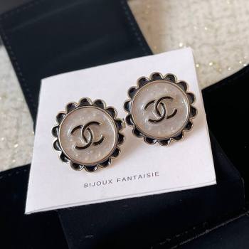 Chanel Round Stud Earrings CH101025 Gold/Black 2024 (YF-24101025)