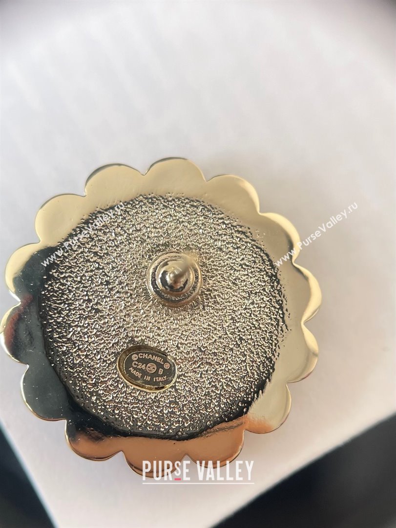 Chanel Round Stud Earrings CH101025 Gold/Black 2024 (YF-24101025)