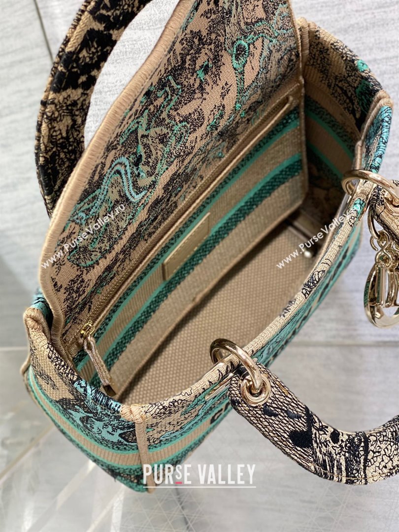 Medium Dioriviera Lady D-Lite Bag in Raffia with Aquamarina Toile de Jouy Sauvage Embroidery 2024 (XXG-24081404)