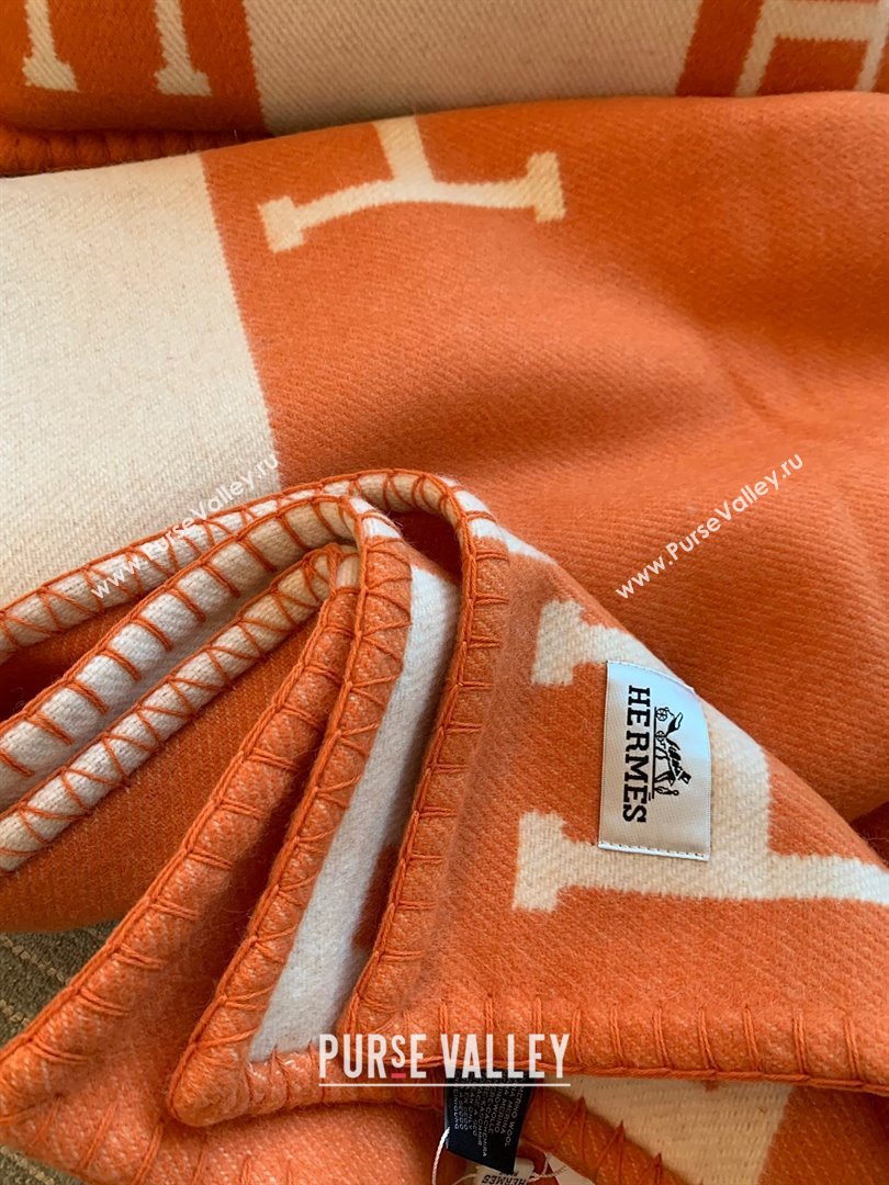 Hermes Cashmere  Wool Blanket H62702 Orange 2024 (SHY-24062702)