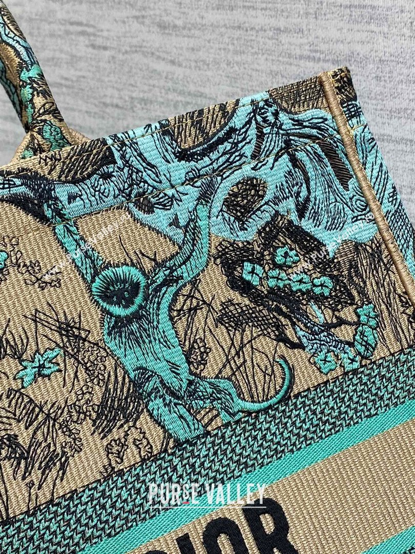 Dior Large Book Tote Bag in Aquamarina Toile de Jouy Sauvage Embroidery 2024 (XXG-24081411)