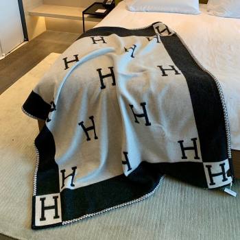 Hermes Cashmere Wool Blanket H62703 Black 2024 (SHY-24062703)