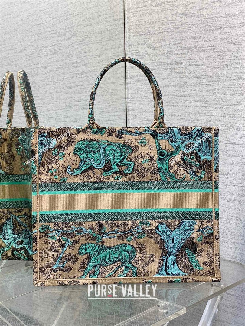 Dior Large Book Tote Bag in Aquamarina Toile de Jouy Sauvage Embroidery 2024 (XXG-24081411)