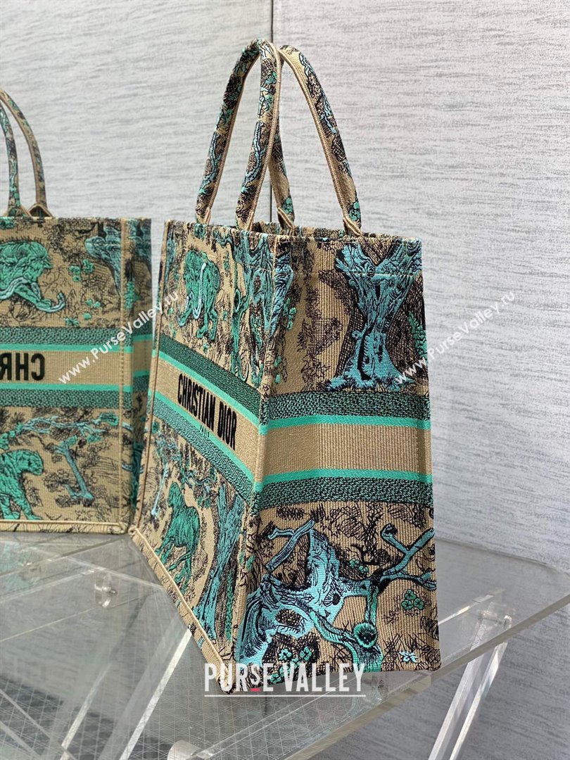 Dior Large Book Tote Bag in Aquamarina Toile de Jouy Sauvage Embroidery 2024 (XXG-24081411)