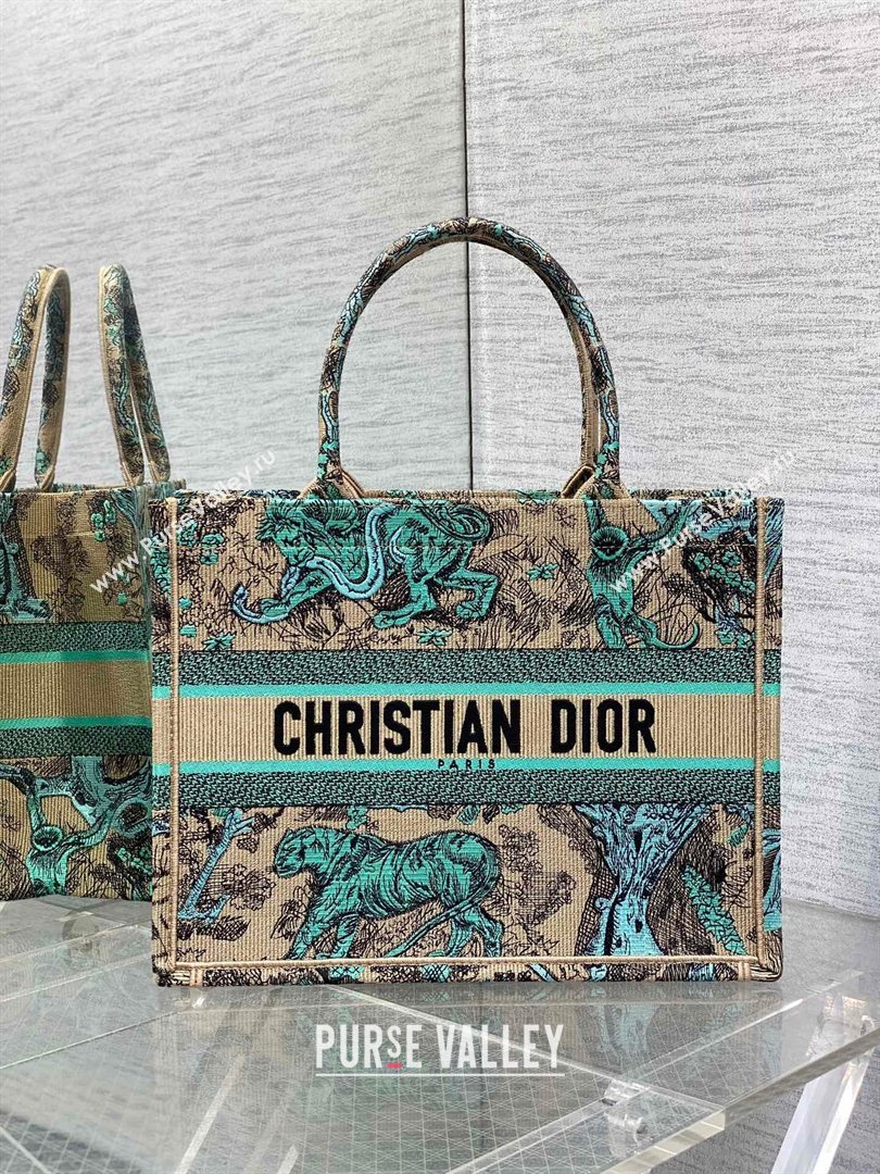 Dior Medium Book Tote Bag in Aquamarina Toile de Jouy Sauvage Embroidery 2024 (XXG-24081410)