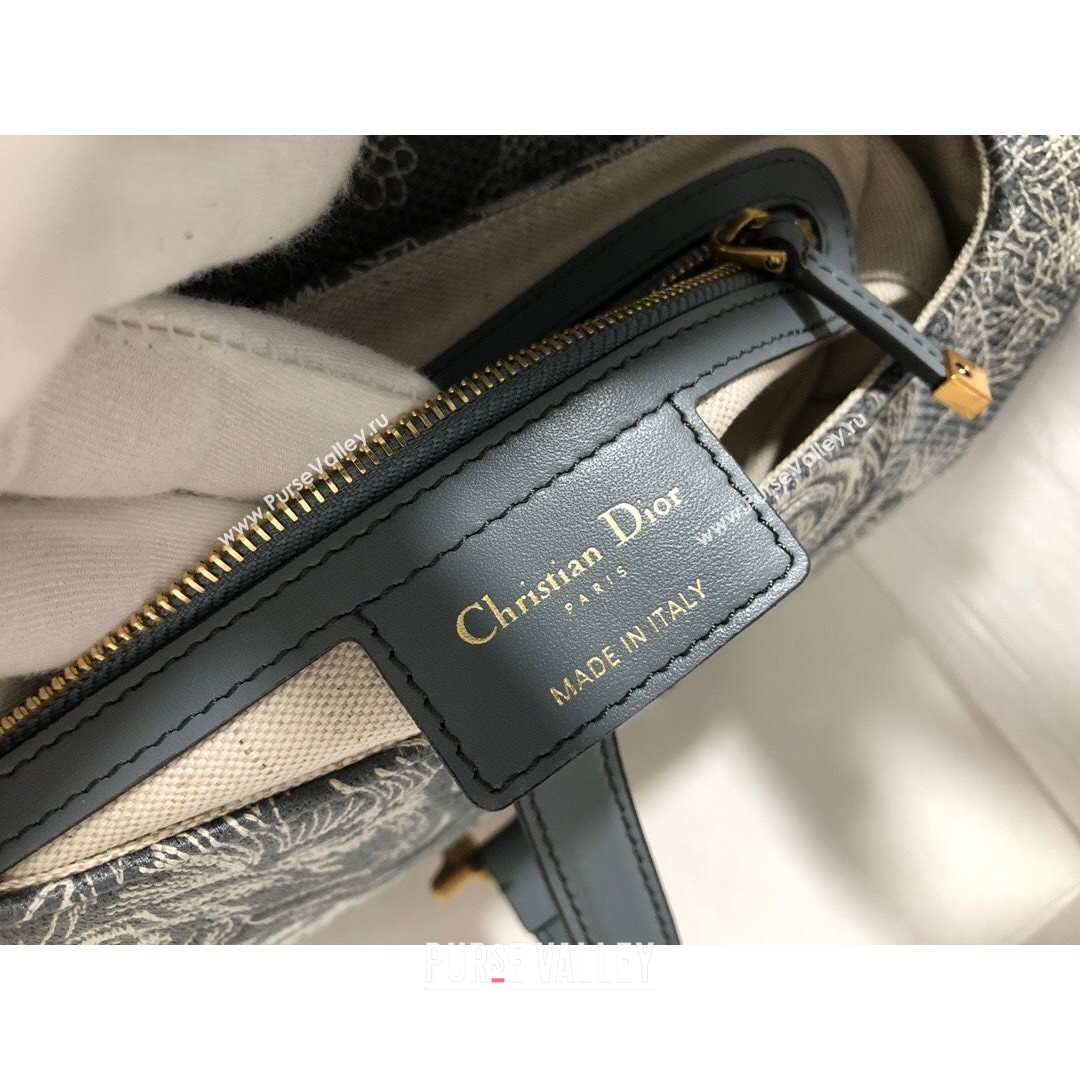 Dior Medium Saddle Bag in Grey Toile de Jouy Reverse Jacquard Embroidery M0446  (BF-21080338)