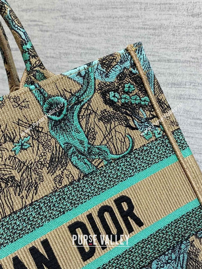 Dior Medium Book Tote Bag in Aquamarina Toile de Jouy Sauvage Embroidery 2024 (XXG-24081410)