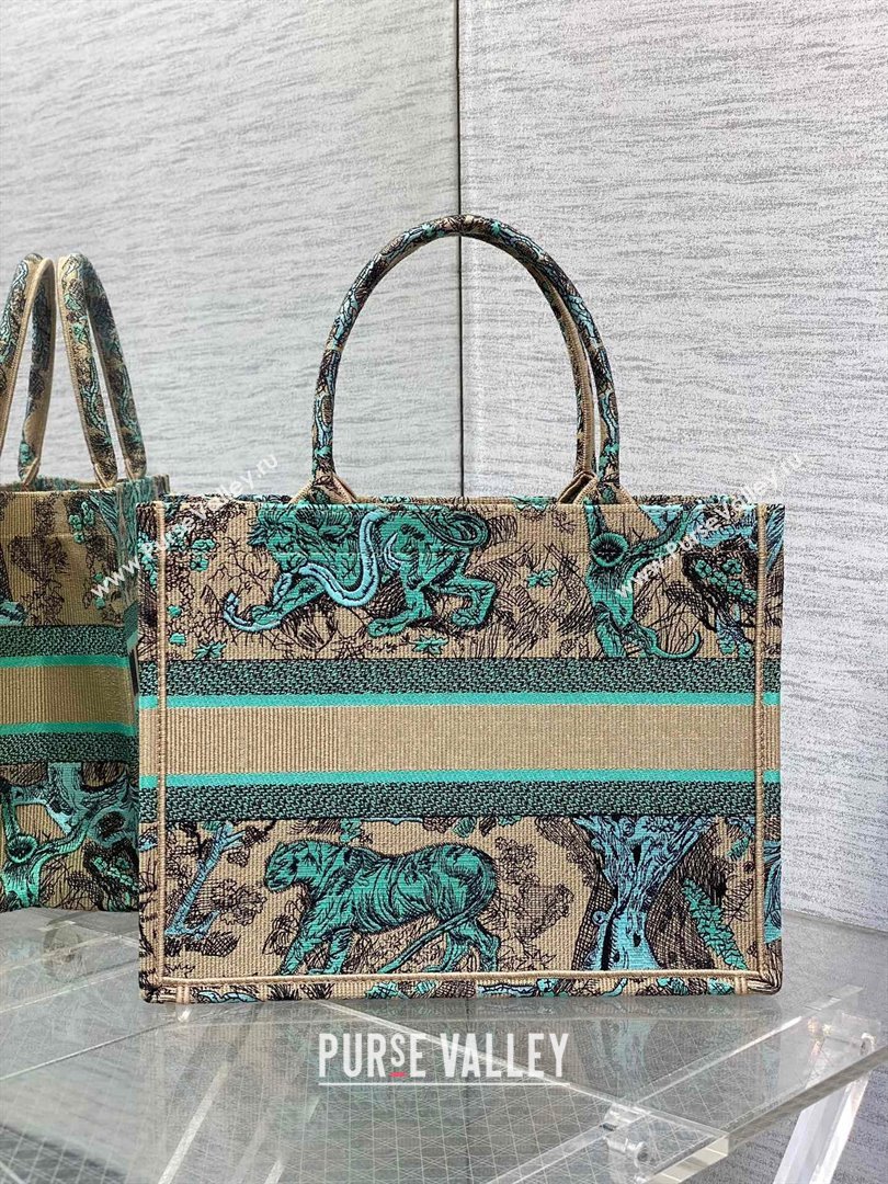 Dior Medium Book Tote Bag in Aquamarina Toile de Jouy Sauvage Embroidery 2024 (XXG-24081410)