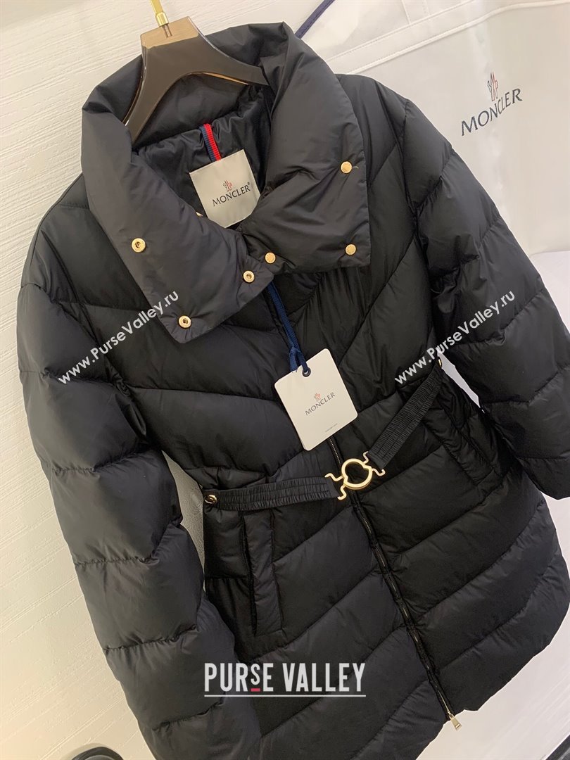 Moncler Down Jacket with Belt M112916 Black 2024 (Q-24112916)