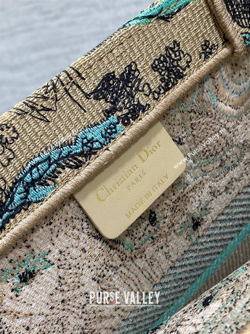 Dior Medium Book Tote Bag in Aquamarina Toile de Jouy Sauvage Embroidery 2024 (XXG-24081410)