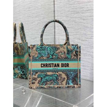 Dior Small Book Tote Bag in Aquamarina Toile de Jouy Sauvage Embroidery 2024 (XXG-24081409)