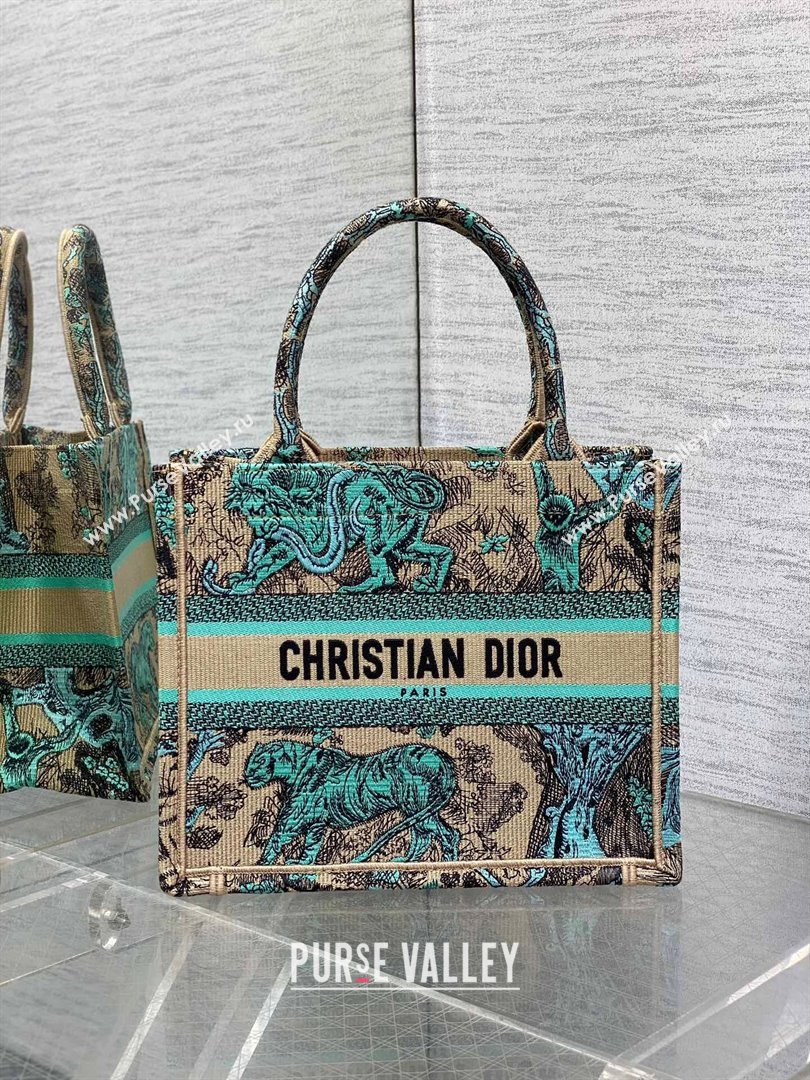 Dior Small Book Tote Bag in Aquamarina Toile de Jouy Sauvage Embroidery 2024 (XXG-24081409)